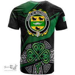 ScotsTee Shop Irish House of MACSWEENEY Coat of Arms Irish T Shirt Irish Celtic Cross & Shamrock