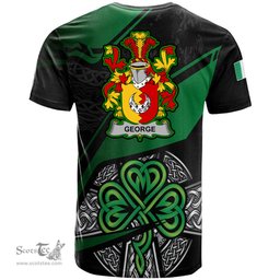 ScotsTee Shop Irish George Coat of Arms Irish T Shirt Irish Celtic Cross & Shamrock