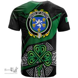 ScotsTee Shop Irish House of DALTON Coat of Arms Irish T Shirt Irish Celtic Cross & Shamrock