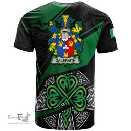ScotsTee Shop Irish Galbraith Coat of Arms Irish T Shirt Irish Celtic Cross & Shamrock