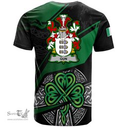 ScotsTee Shop Irish Gun Coat of Arms Irish T Shirt Irish Celtic Cross & Shamrock