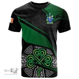 ScotsTee Shop Irish Gorman or McGorman Coat of Arms Irish T Shirt Irish Celtic Cross & Shamrock