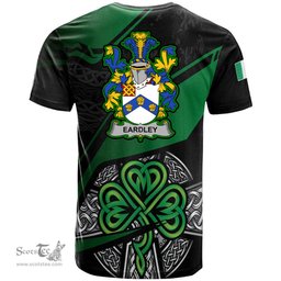 ScotsTee Shop Irish Eardley Coat of Arms Irish T Shirt Irish Celtic Cross & Shamrock
