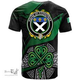 ScotsTee Shop Irish House of FITZPATRICK Coat of Arms Irish T Shirt Irish Celtic Cross & Shamrock