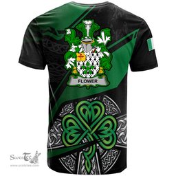 ScotsTee Shop Irish Flower Coat of Arms Irish T Shirt Irish Celtic Cross & Shamrock