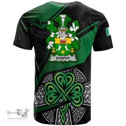 ScotsTee Shop Irish Dunphy Middle Temple Burke s Coat of Arms Irish T Shirt Irish Celtic Cross & Shamrock