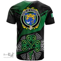 ScotsTee Shop Irish House of O FOGARTY Coat of Arms Irish T Shirt Irish Celtic Cross & Shamrock