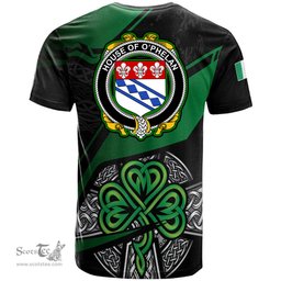 ScotsTee Shop Irish House of O PHELAN Coat of Arms Irish T Shirt Irish Celtic Cross & Shamrock