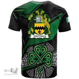 ScotsTee Shop Irish Morrissey Coat of Arms Irish T Shirt Irish Celtic Cross & Shamrock