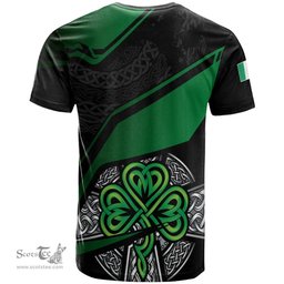 ScotsTee Shop Irish Morrissey Coat of Arms Irish T Shirt Irish Celtic Cross & Shamrock