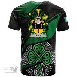 ScotsTee Shop Irish Kyle Coat of Arms Irish T Shirt Irish Celtic Cross & Shamrock