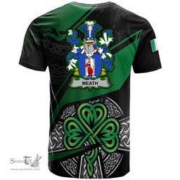ScotsTee Shop Irish Meath Coat of Arms Irish T Shirt Irish Celtic Cross & Shamrock