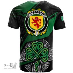 ScotsTee Shop Irish House of O LALOR Coat of Arms Irish T Shirt Irish Celtic Cross & Shamrock