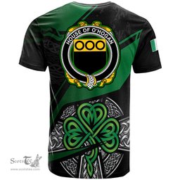 ScotsTee Shop Irish House of O HOGAN Coat of Arms Irish T Shirt Irish Celtic Cross & Shamrock