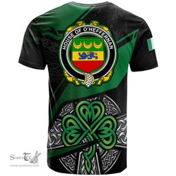 ScotsTee Shop Irish House of O HEFFERNAN Coat of Arms Irish T Shirt Irish Celtic Cross & Shamrock