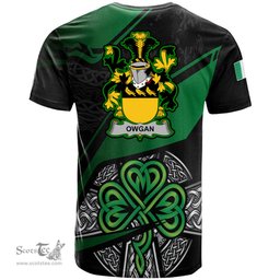 ScotsTee Shop Irish Owgan Coat of Arms Irish T Shirt Irish Celtic Cross & Shamrock