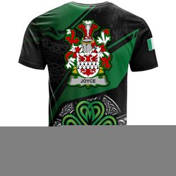 ScotsTee Shop Irish Joyce Coat of Arms Irish T Shirt Irish Celtic Cross & Shamrock