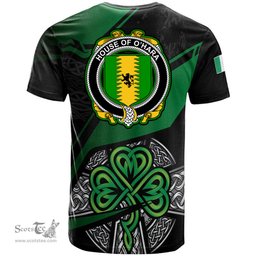 ScotsTee Shop Irish House of O HARA Coat of Arms Irish T Shirt Irish Celtic Cross & Shamrock