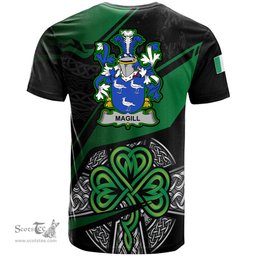 ScotsTee Shop Irish Magill Coat of Arms Irish T Shirt Irish Celtic Cross & Shamrock