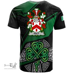 ScotsTee Shop Irish Kiely Coat of Arms Irish T Shirt Irish Celtic Cross & Shamrock