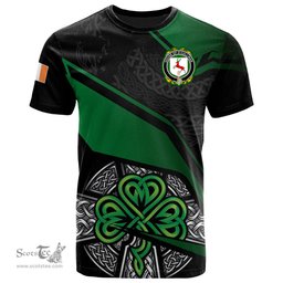 ScotsTee Shop Irish House of O CULLINAN Coat of Arms Irish T Shirt Irish Celtic Cross & Shamrock