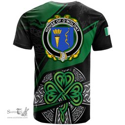 ScotsTee Shop Irish House of O MOLONY Coat of Arms Irish T Shirt Irish Celtic Cross & Shamrock