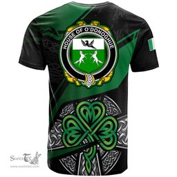 ScotsTee Shop Irish House of O DONOGHUE Coat of Arms Irish T Shirt Irish Celtic Cross & Shamrock
