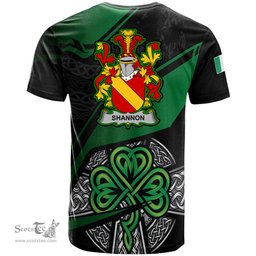 ScotsTee Shop Irish Shannon Coat of Arms Irish T Shirt Irish Celtic Cross & Shamrock