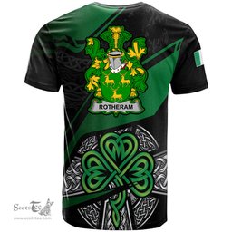 ScotsTee Shop Irish Rotheram Coat of Arms Irish T Shirt Irish Celtic Cross & Shamrock