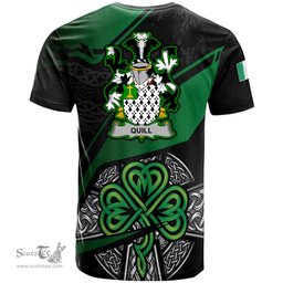 ScotsTee Shop Irish Quill Coat of Arms Irish T Shirt Irish Celtic Cross & Shamrock