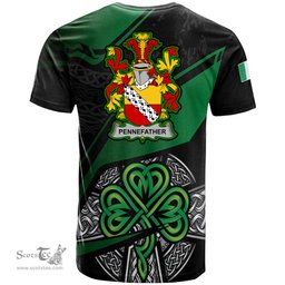 ScotsTee Shop Irish Pennefather Coat of Arms Irish T Shirt Irish Celtic Cross & Shamrock