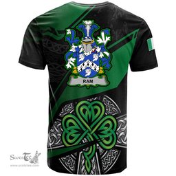 ScotsTee Shop Irish Ram Coat of Arms Irish T Shirt Irish Celtic Cross & Shamrock