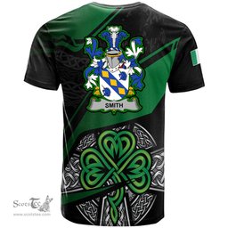 ScotsTee Shop Irish Smith or Smyth Coat of Arms Irish T Shirt Irish Celtic Cross & Shamrock
