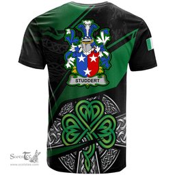 ScotsTee Shop Irish Studdert Coat of Arms Irish T Shirt Irish Celtic Cross & Shamrock