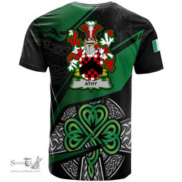 ScotsTee Shop Irish Athy Coat of Arms Irish T Shirt Irish Celtic Cross & Shamrock