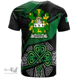 ScotsTee Shop Irish Edwards Coat of Arms Irish T Shirt Irish Celtic Cross & Shamrock