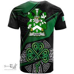 ScotsTee Shop Irish Flood Coat of Arms Irish T Shirt Irish Celtic Cross & Shamrock