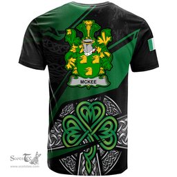 ScotsTee Shop Irish Kee or McKee Coat of Arms Irish T Shirt Irish Celtic Cross & Shamrock