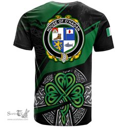 ScotsTee Shop Irish House of O HAGAN Coat of Arms Irish T Shirt Irish Celtic Cross & Shamrock