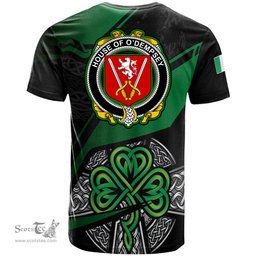 ScotsTee Shop Irish House of O DEMPSEY Coat of Arms Irish T Shirt Irish Celtic Cross & Shamrock