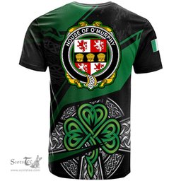 ScotsTee Shop Irish House of O MURPHY Muskerry Coat of Arms Irish T Shirt Irish Celtic Cross & Shamrock