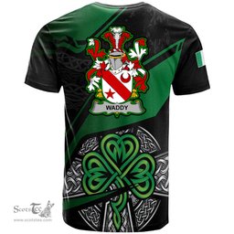ScotsTee Shop Irish Waddy Coat of Arms Irish T Shirt Irish Celtic Cross & Shamrock