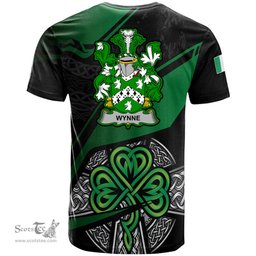 ScotsTee Shop Irish Wynne Coat of Arms Irish T Shirt Irish Celtic Cross & Shamrock