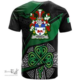 ScotsTee Shop Irish Trench Coat of Arms Irish T Shirt Irish Celtic Cross & Shamrock