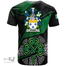 ScotsTee Shop Irish Stone Coat of Arms Irish T Shirt Irish Celtic Cross & Shamrock