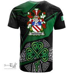 ScotsTee Shop Irish Widenham Coat of Arms Irish T Shirt Irish Celtic Cross & Shamrock