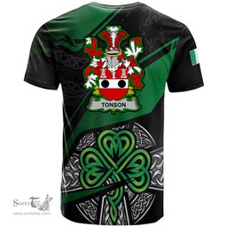 ScotsTee Shop Irish Tonson Coat of Arms Irish T Shirt Irish Celtic Cross & Shamrock