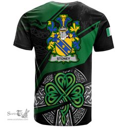ScotsTee Shop Irish Stoney Coat of Arms Irish T Shirt Irish Celtic Cross & Shamrock
