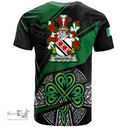 ScotsTee Shop Irish Wingfield Coat of Arms Irish T Shirt Irish Celtic Cross & Shamrock