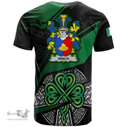 ScotsTee Shop Irish Winch Coat of Arms Irish T Shirt Irish Celtic Cross & Shamrock